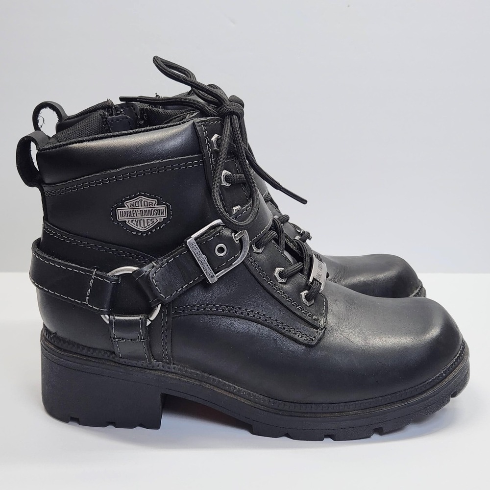 Harley-Davidson Boots Womens Size 6.5 Black Leather Biker Motorcycle D84424 - Picture 8 of 14